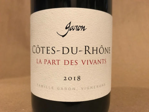 Domaine Garon "La Part des Vivants" Côtes du Rhône 2019 France